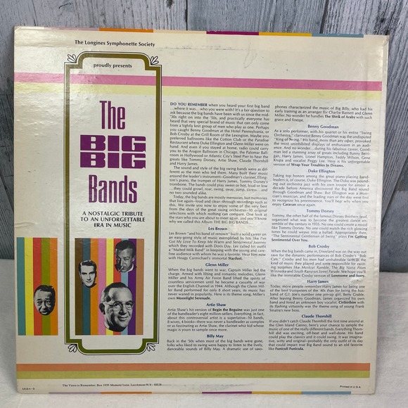 Vintage 1960s The Longines Symphonette Society Big Big Bands LP Vinyl Record - Picture 2 of 2